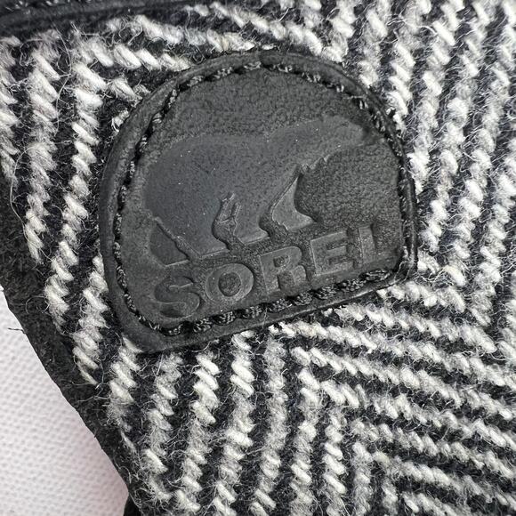 Sorel Slimboot Lace Herringbone Waterproof Boot Black Gray Stacked Heel Size 9 - Picture 9 of 12